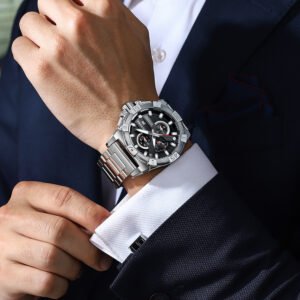 LILUOKE Mens Watches for Silver - Quartz Analog Men Watch Pilot's Concept Watches