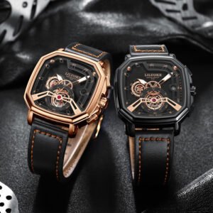 LILUOKE Men’s Skeleton Watch – Mechanical-Style Quartz Wristwatch