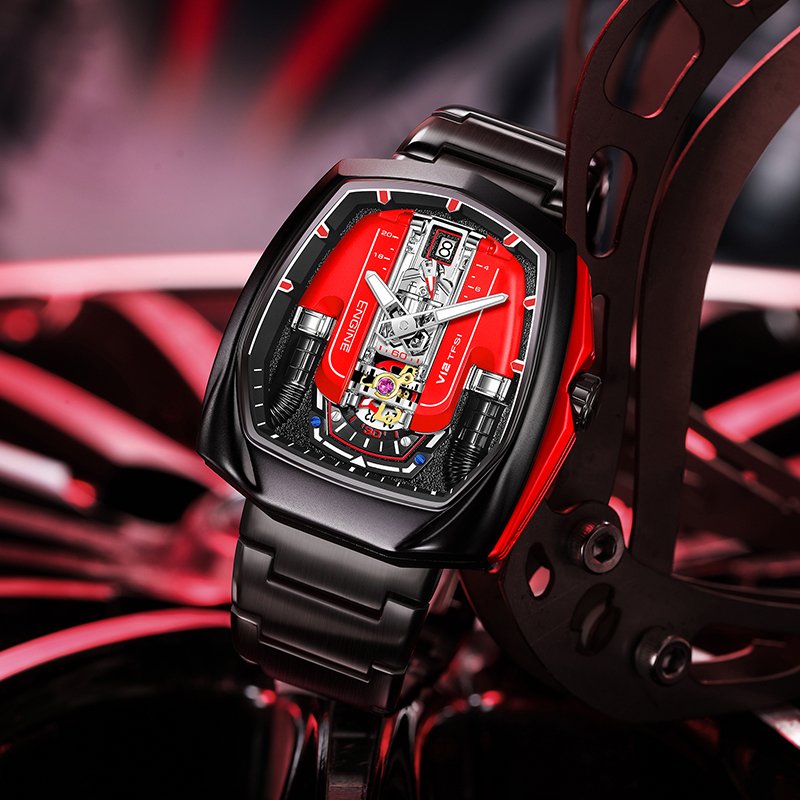 LILUOKE Men Sport Engine Wrist Watch LK9032G Series - Engine Design - Image 6